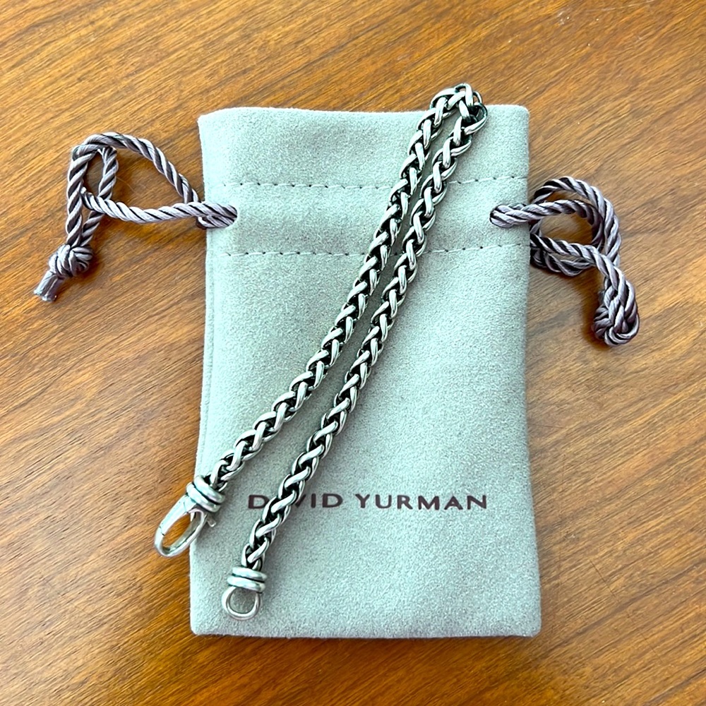 David Yurman 4mm Wheat Chain Bracelet & jewelry pouch